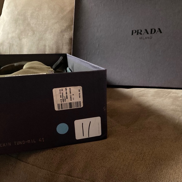 Prada Boots /Genuine Leather/ Khaki Green /Size 11 B width and 3.5 Inch Heal - Picture 11 of 11